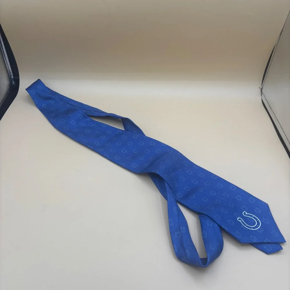 NFL Indianapolis Colts Ralph Marlin Blue Tonal Horseshoe Logo Mens Silk Tie 2005